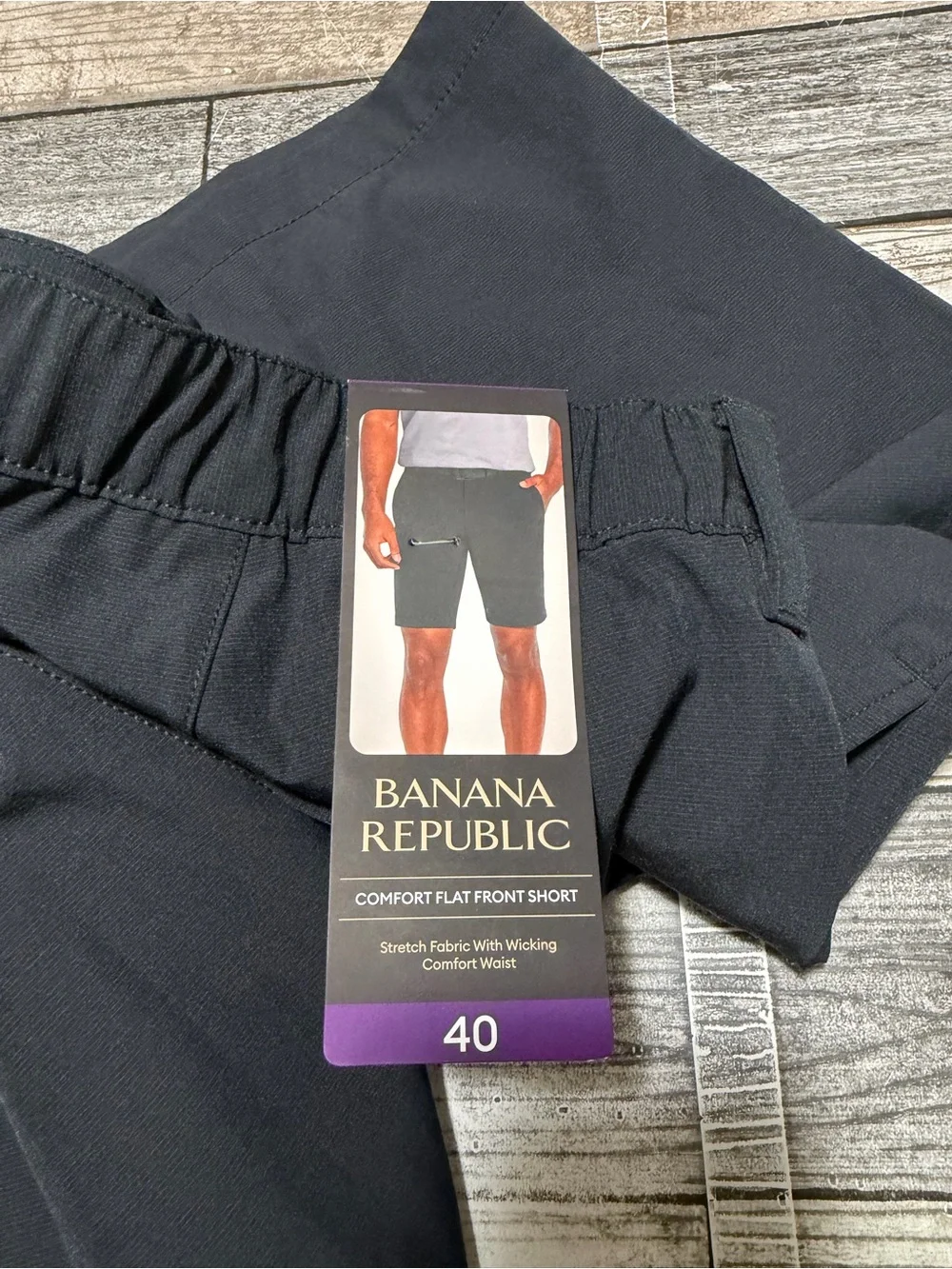 Banana Republic Comfort Flat Front Shorts Men’s 40 Black (Inseam 9.5) Tech Short